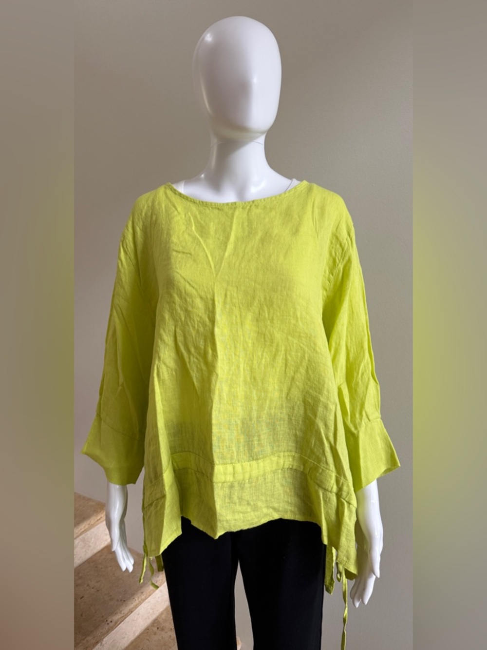 DEVITALIA Linen Ruffle Top Tunic, One Size